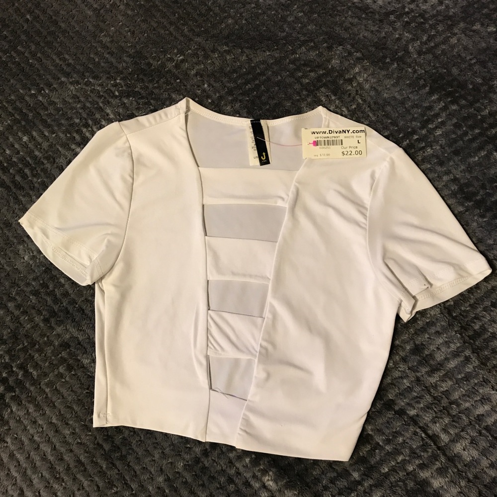 Necessary Clothing White Cut Out Crop Top (L)